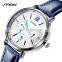 SINOBI Casual Lady's Quartz Wristwatch Chronograph Watch Three Eyes Subdials Leather Band Strap Quartz Movement Watches S9712L