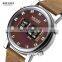 MEGIR 2137 Minimalist Watches Luxury Simple Drum Roller Quartz Mans Watches Casual Sport Waterproof Leather Watch Reloj Hombre