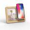 Multifunctional Use Wooden 3-in-1 Bamboo Desktop Phone Wireless Charger 10W Fast Charging Station Phone Holder With Photo Frame