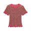 2025 new summer Korean version simple style striped round neck layered decorative striped T-shirt