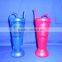 Plastic Curved straw cup - 400ml