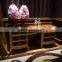 Royal Design Italian Style Bedroom Furniture Set High Back Bed Antique Golden Hand Carving Bed