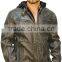 2015 New Fashion Brown Distressed Jacket With Removable Hood Jacket for Mens Motorbike Leather Jacket