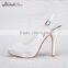 Wholesale OEM white satin wedding shoes open toe slingback bridal shoes