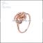 Crystal clear fashion design brass cz rings with flower art