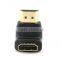 hdmi Female to male adapter,HDMI/F to HDMI/M with golden plate,90 degrees hdmi to firewire adapter