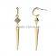 Silver and Golden Pin Pave Rivet Spike Ponited Earring Earring