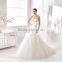 A46 Full Length Long Formal Wedding Party Bridal Gown 2016 Low Back White Flower Appliqued Strapless Mermaid Tulle Wedding Dress