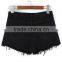 SheIn 2016 Frayed Black Women Sexy Booty Jeans Denim Shorts