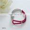 Alloy plating diamond hollow diamond red leather bangle