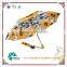 yellow flower 3 fold automatic lady umbrella with lace pouch