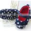 2015 polka dots baby canvas shoes with hook and loop strap