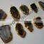 Black Banded Agate Natural Design Electroplated Slices Pendants