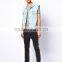 Man light bule denim jacket vest with hoodie (LOTJ267)