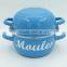 Blue Color Custom Decal Printing Enamel Seafood Cooking Pot Mussel Pot