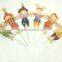 Paper straw and fabric scarecrow for autumn and harvest decoration