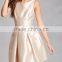 New cheap Fashion round neck sleeveless on-seam pockets Pleated Taffeta Dress