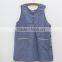 Button sleeveless cotton denim aprons, aprons wide shoulder short paragraph