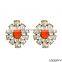 Daisy crystals stud earrings antique gold post earrrings