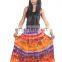 MULTI COLOR TIE DYE COTTON LONG SKIRT WITH LINING BIG FLAIR, FLOWER PRINT, 36 inches length