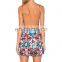 MIKA72140 2017 hot sell summer sexy sleeveless women dress high neck printed floral backless short dress