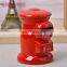 China Factory Supply Bulk Promotional Gift for Kids Red Fashion Trumpet Barrel Ceramic Piggy Bank Small Size Money Saving Box