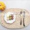 I@home Heat Resistant Macrame Oval Grass Natural Braided Straw Round Table Mat Placemat