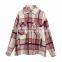 Multi Color High Quality Autumn Women Fashion Jacket Woolen Loose Plaid Shirt Coats