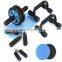 6-in-1 AB Wheel Roller Kit Upgraded with Core Sliders Push-Up Bar Jump Rope Hand Gripper and Knee Pad for Home Gym Workout