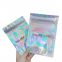 custom holographic zipper plastic packaging bag for makeup