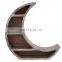 custom wall decor natural stain moon shape wooden shelf rustic floating shelves