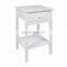 White Wood Bedside Drawer with Shelf Cabinet Side Table Storage Unit