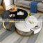 Modern salon furniture simple style black glass marble tea center coffee table