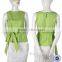 women tops clothing factory in china latest fashion top design green workwear top with bowtie