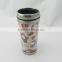 Double wall insulated thermo mug with paper print