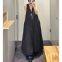 Loose-fit A-line blended fabric long dress with backless design, 2025 spring new product