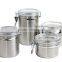 4-Piece canister sets kitchen canisters Stainless Steel Clamp Canister Set with Clear Lid