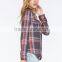 Autumn 100% Rayon Tantan Womens Plaid Shirt
