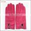 Winter classic warm gloves lining polyesther pink sheep suede glove
