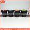 hot selling stoneware coffee mug with handle matte black with colors inside