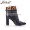 OEM ODM pointed toe cow leather chunky heel ankle boots fashion women's boots shoes