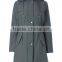 stylish celadon mid long coat jacket women ,elasticated waist,funnel neck and hood trench coat