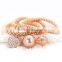 China wholesale new product 3 pieces set gold zinc alloy rhinestone charm bracelet designs