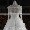 Real Works Boat Neck Long Sleeve Wedding Dresses 2015 Ball Gown