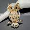 Prcious Colorful Opal Women Brooches Micro Pave Setting Crystal Owl Gold Silver Plated Clothes Pin Clasp