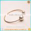 2016 hotsale style titanium steel rose gold pearl open end bangle bracelet