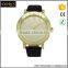 Top brand leather band quartz stainless steel back mens watch