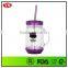 double walled 20oz plastic drinking mason tumbler with straw