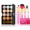 7Pcs Makeup Brushes Set+Folding Case And Warm Color Earth Tone 15 Colors Concealer Palette Cosmetic Makeup Set