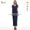 Plain style slim fit elegant shortsleeve long evening dress